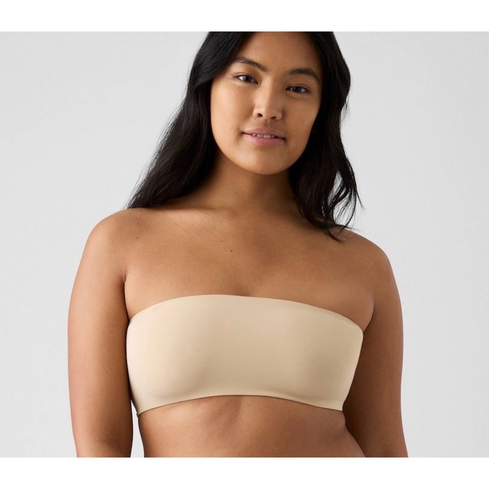 True & Co True Everybody Bandeau Bra Womens L Beige NEW Convertible Seamless